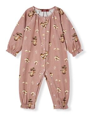 Milkbarn Dusty Rose Mushroom Print Footie